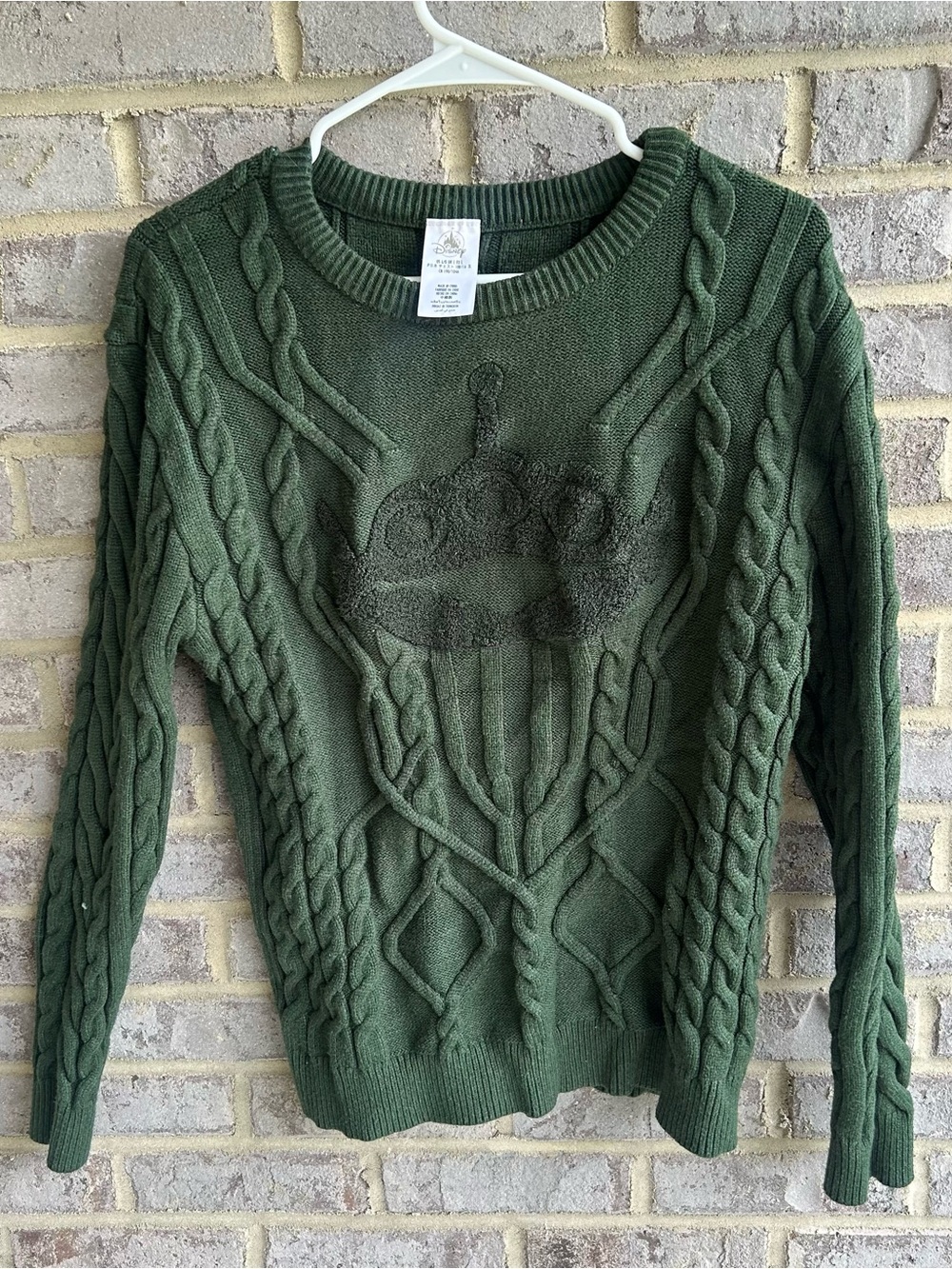 Disney Parks Toy Story Alien Green Cable Knit Sweater Sz Large